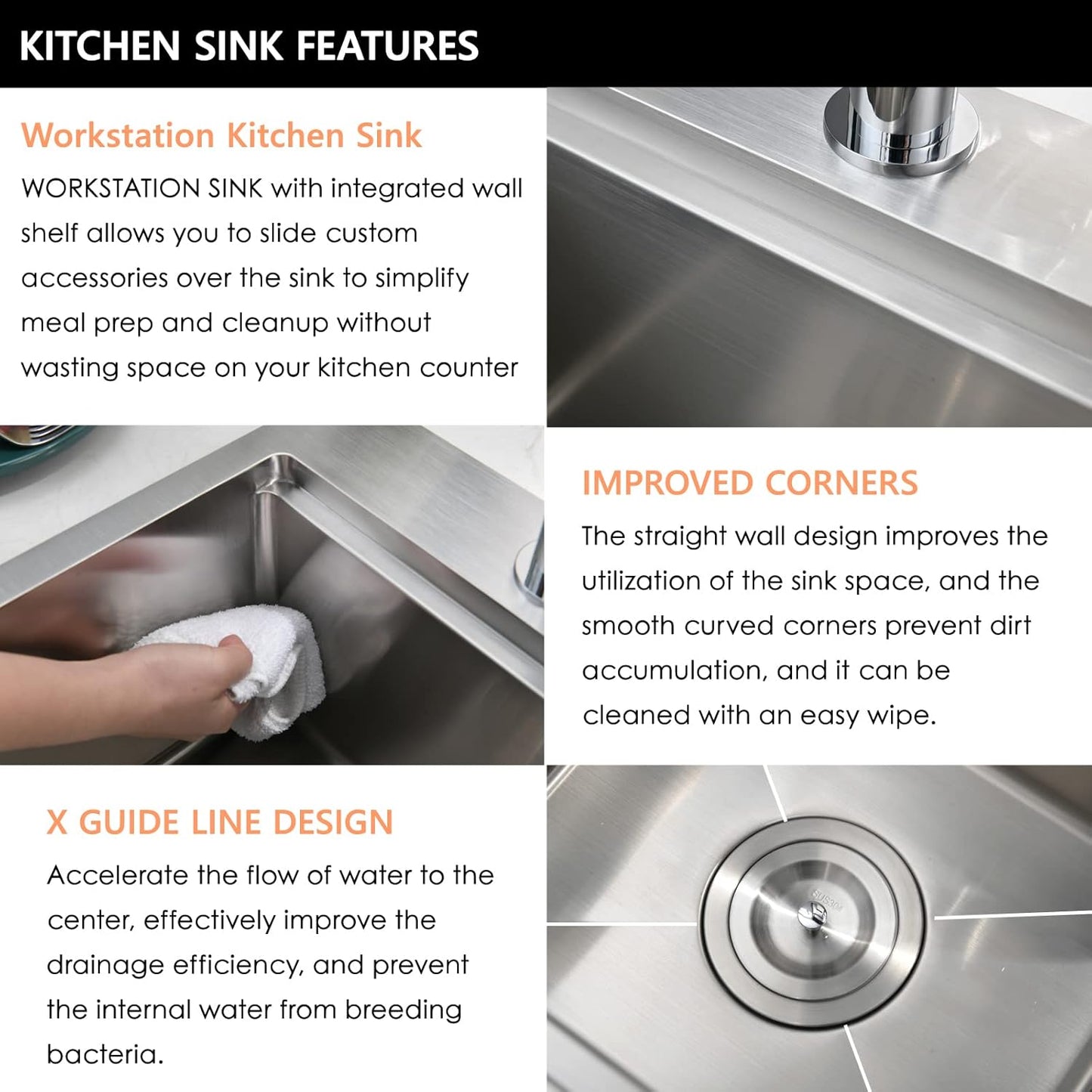 15X15 Inch Drop in Bar Sink Workstation -  15 Inch Outdoor Rv Drop in Sink 16 Gauge Stainless Steel Single Bowl Small Bar Sink with Cutting Board
