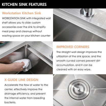 15X15 Inch Drop in Bar Sink Workstation -  15 Inch Outdoor Rv Drop in Sink 16 Gauge Stainless Steel Single Bowl Small Bar Sink with Cutting Board
